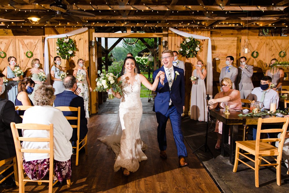 Wedding ceremony in the barn at Khimaira Farms