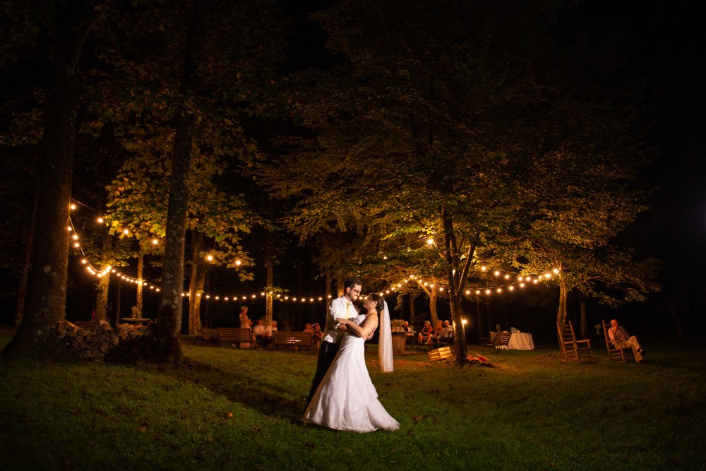 Night wedding photos at Lydia Mountain Lodge