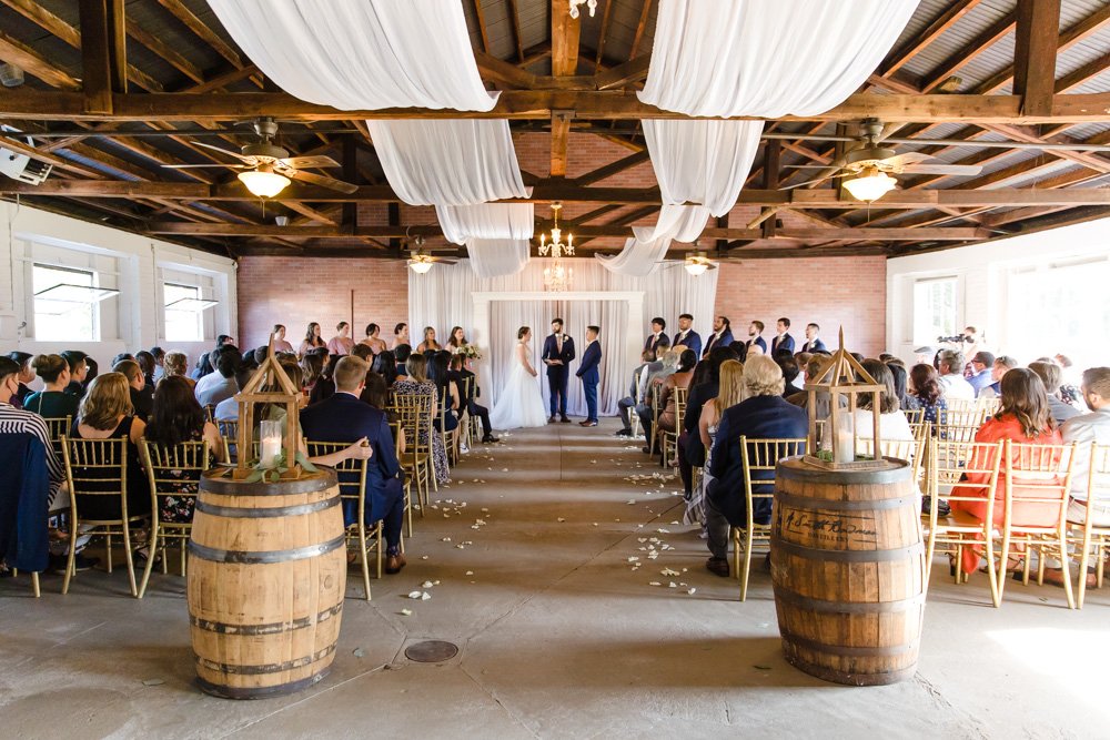 Wedding ceremony at The Silk Mill chapel in Fredericksburg