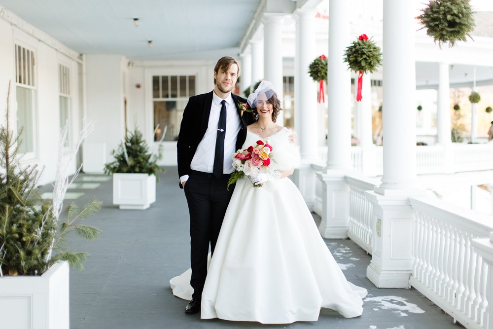 Wedding couple in Bretton Woods, NH