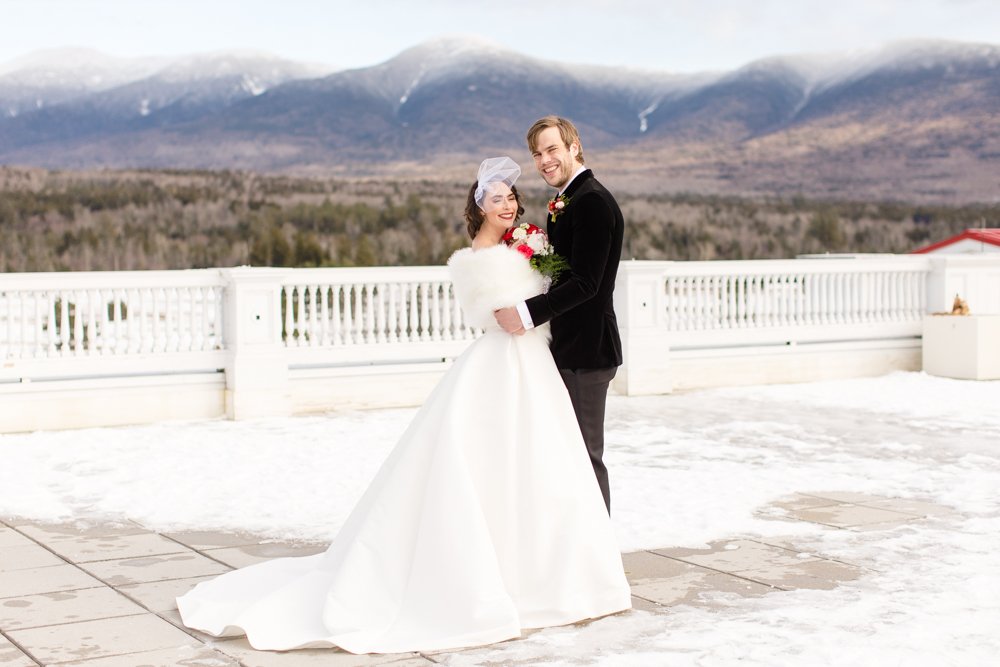 Bride and groom in Bretton Woods, New Hampshire