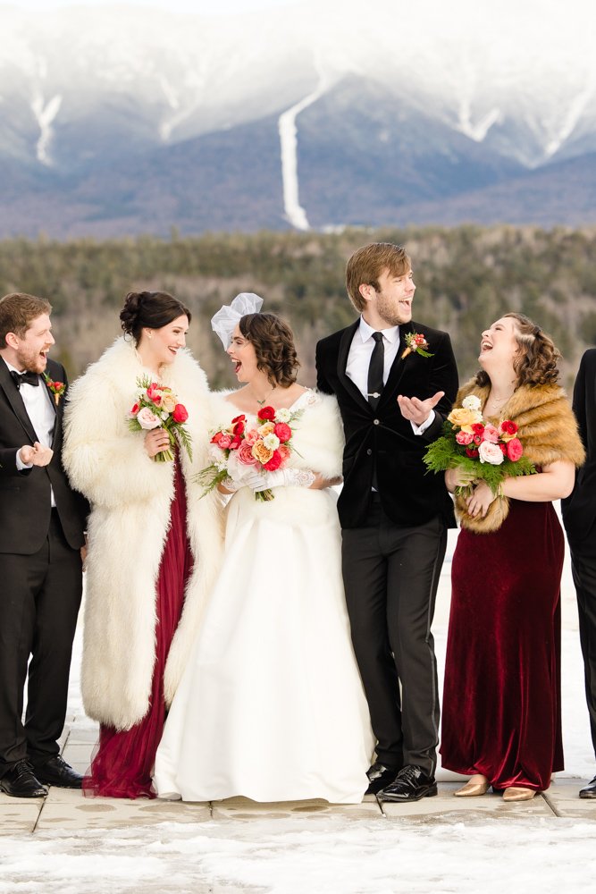 Wedding photos with the White Mountains in NH