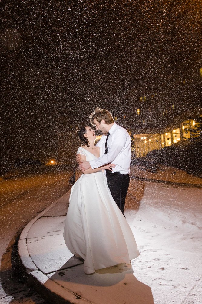 Winter night photos during an Omni Mount Washington Resort wedding