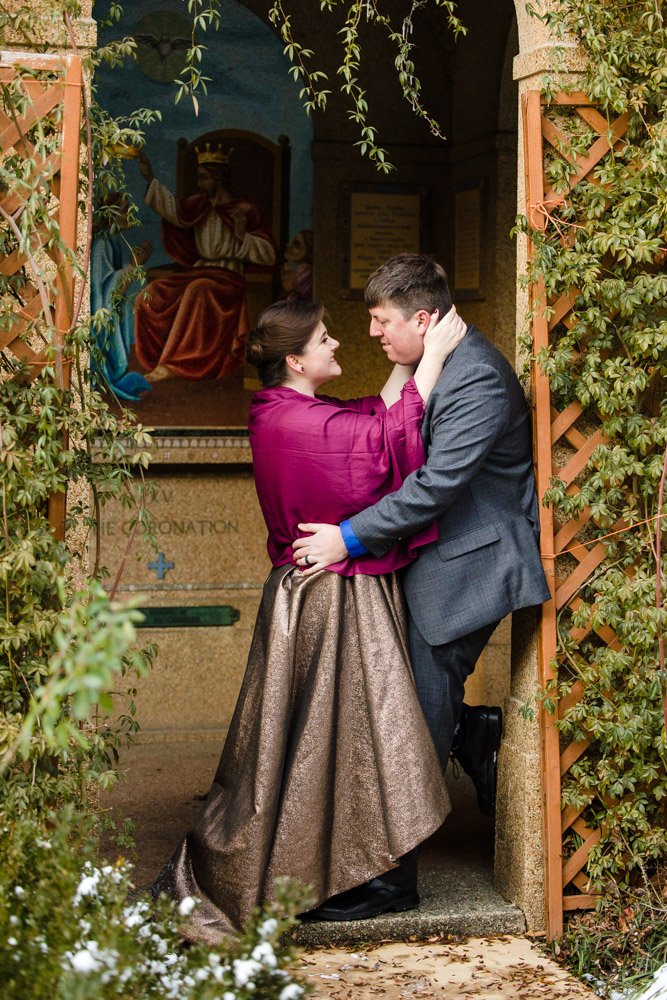 Bride and groom in the gardens at St. Francis Hall