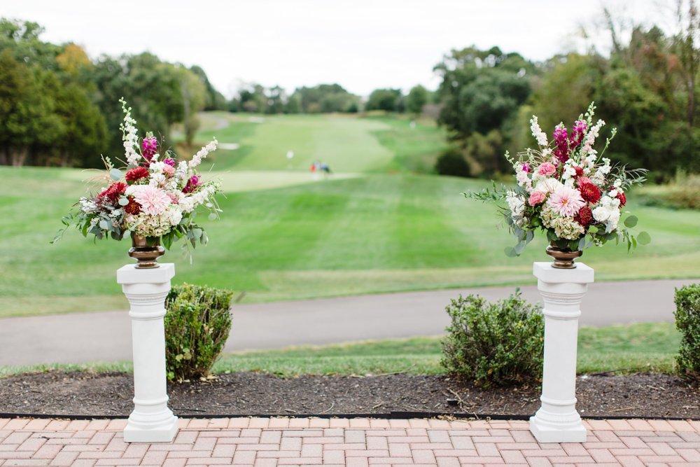 Floral arrangements for a wedding ceremony in Haymarket, VA