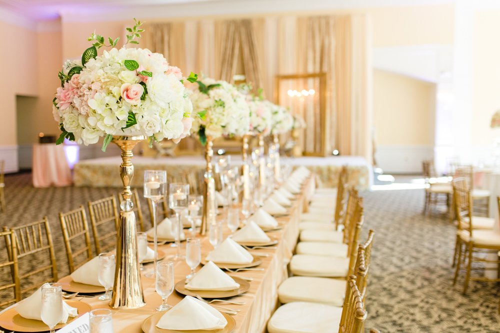 Floral centerpieces for a reception at Foxchase Manor