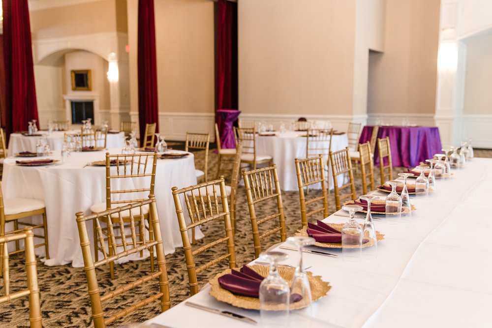Wedding reception details at Foxchase Manor