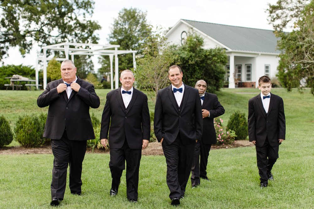 Groom and groomsmen at Effingham Manor Winery