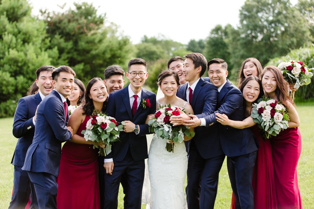 Bridesmaids and groomsmen on the wedding day