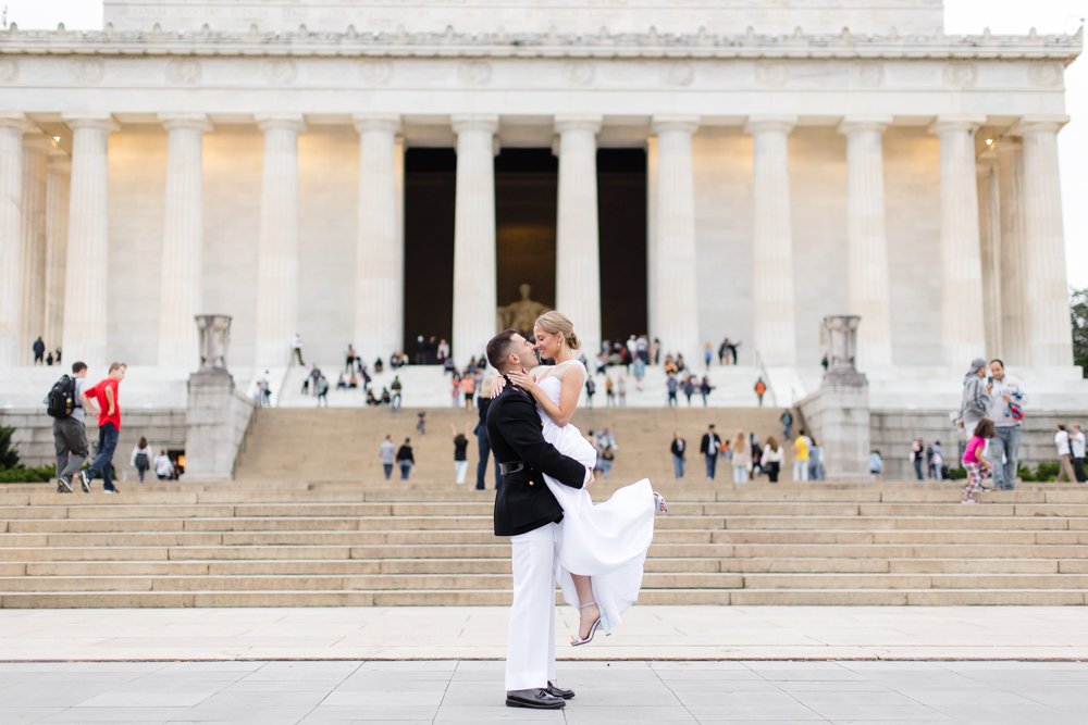 Lincoln memorial wedding portraits