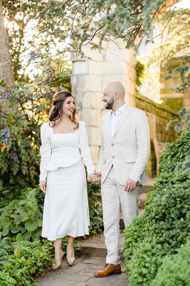 Washington DC wedding couple in the Bishops Garden