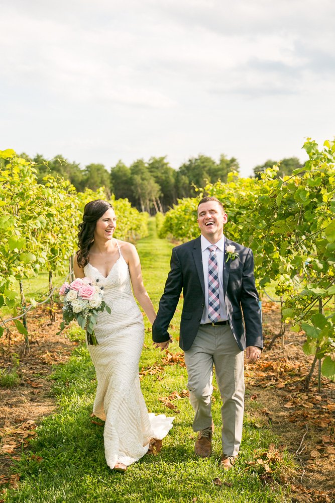 Bride and groom in the vineyard