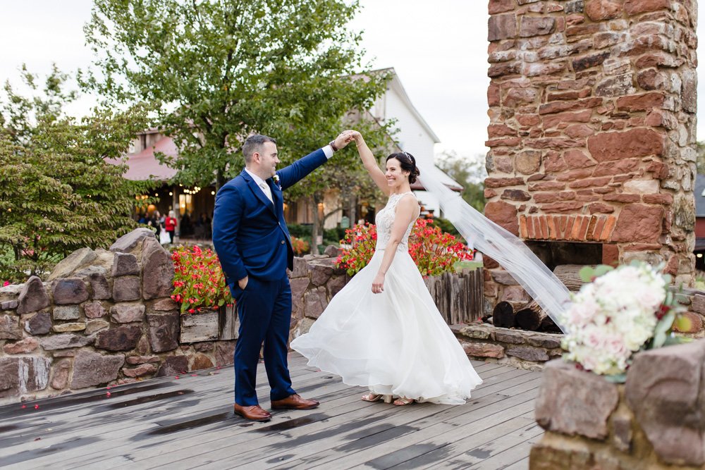 Bride and groom dancing at Winery at Bull Run