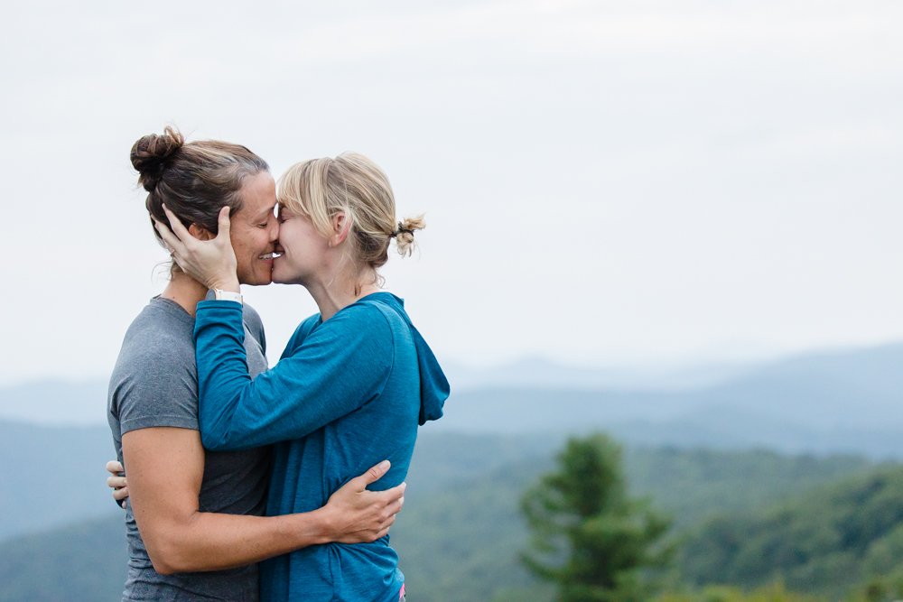 Kiss after a surprise proposal