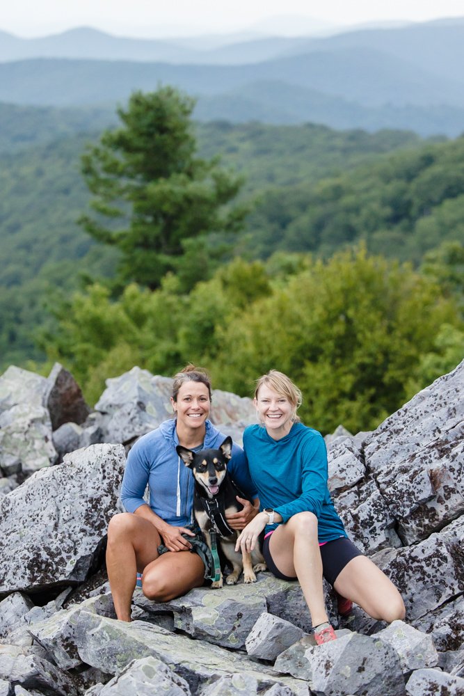 Hiking engagement photo in Shenandoah