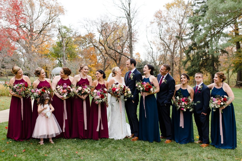 Navy and burgundy wedding party at the Omni Shoreham Hotel