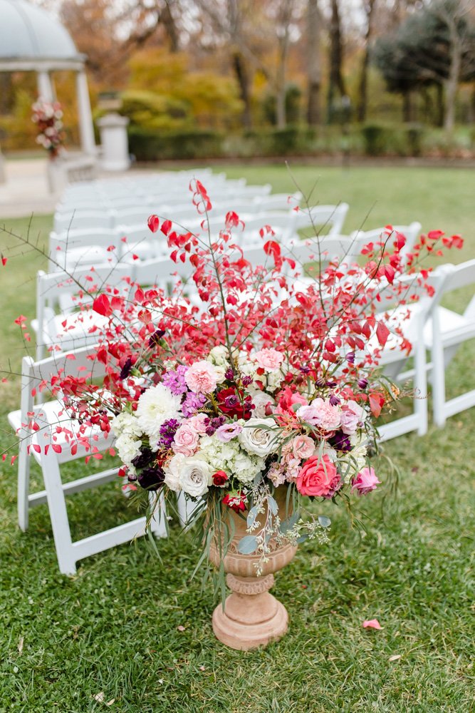 Fall floral arrangement for wedding ceremony