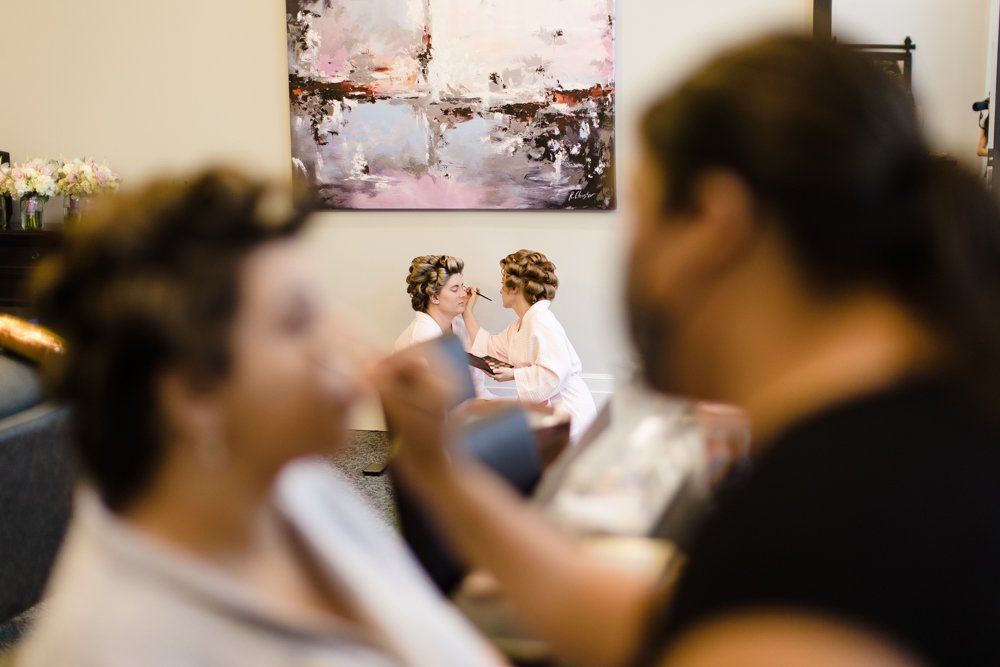 Bridesmaids getting ready for the wedding day