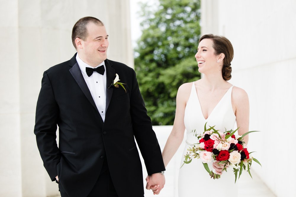 Bride and groom at DC War Memorial