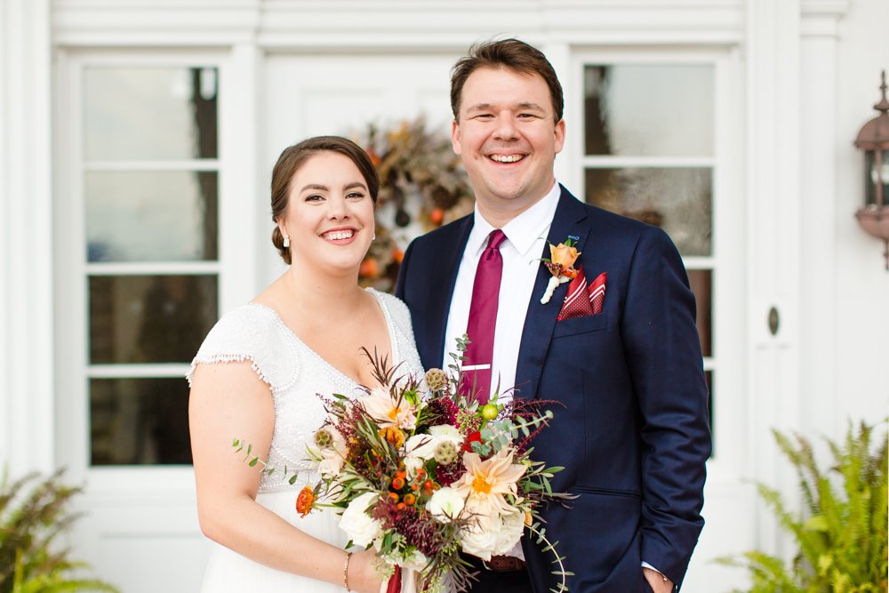 Fall wedding couple