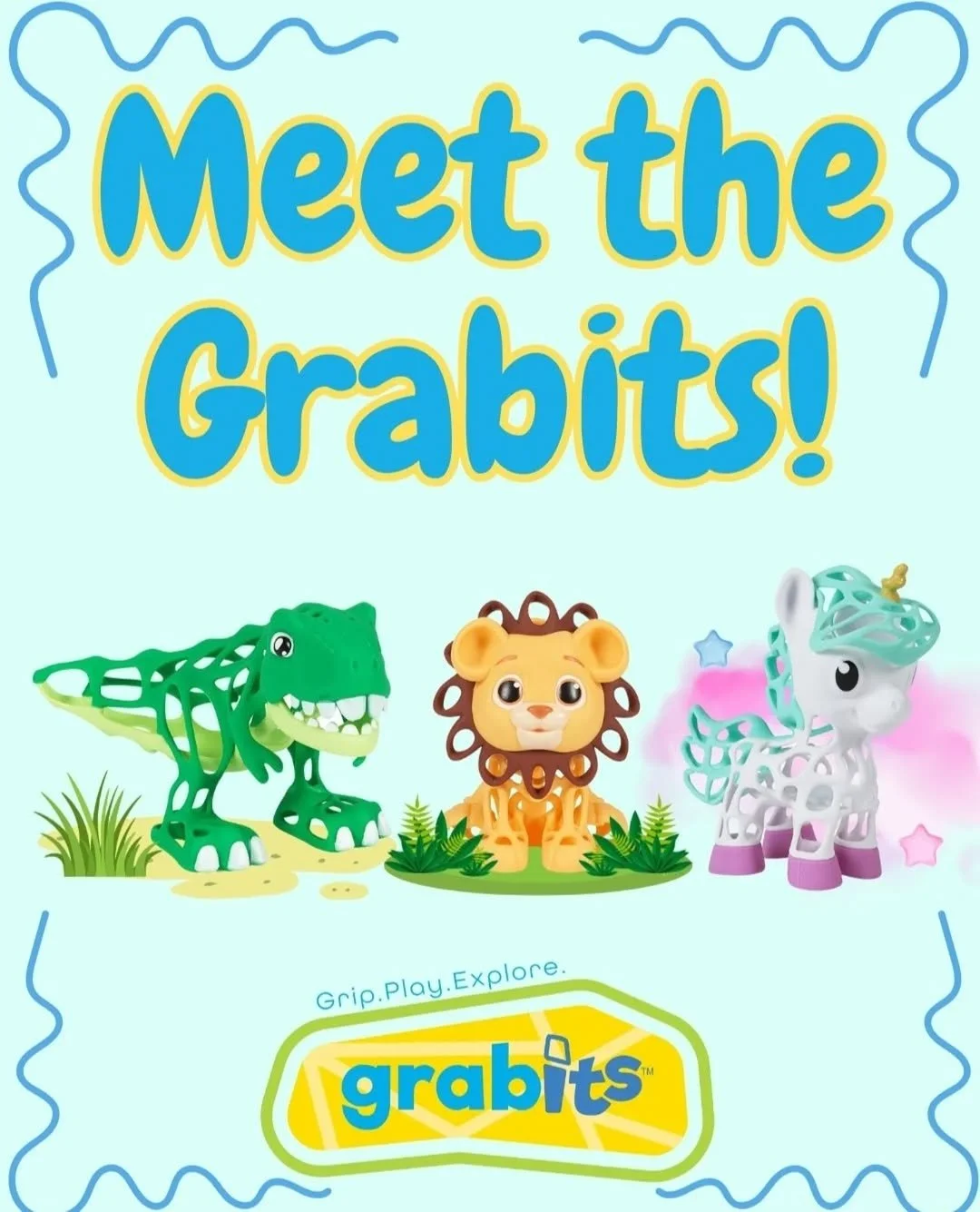 🌟NEW at @starlighttoygroup 🌟 Grabits are available from Little Kids! Grabits is a new line of easy-grip toys built to keep up with curious, fast, and exploratory play.
Squeeze, squish, teethe, or throw anywhere!
*easy to grab
*waterproof
*dishwashe