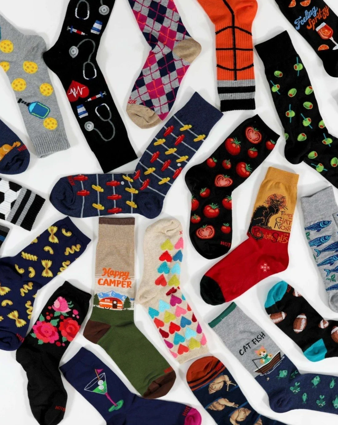 🧦 Which pair would you wear? 
​Come see these ​bold prints, playful patterns, endless personality, and classic holiday gifts at @fine_lines_showroom during the Fall Buying Event.
@hotsoxco  has socks for the, ​
🖼️ Artsy. 🎮Game- ready. 🍕Foodie. 🌳