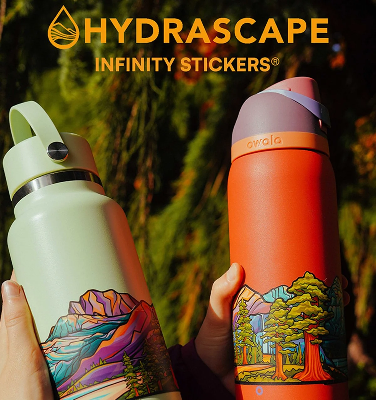 ✨ New from @suziegildeagroup ✨
Meet @hydrascapestickers &mdash;the viral designs that wrap around your water bottle to create an infinite mountain landscape. Inspired by hand-painted murals, these unique stickers bring the outdoors with you wherever 