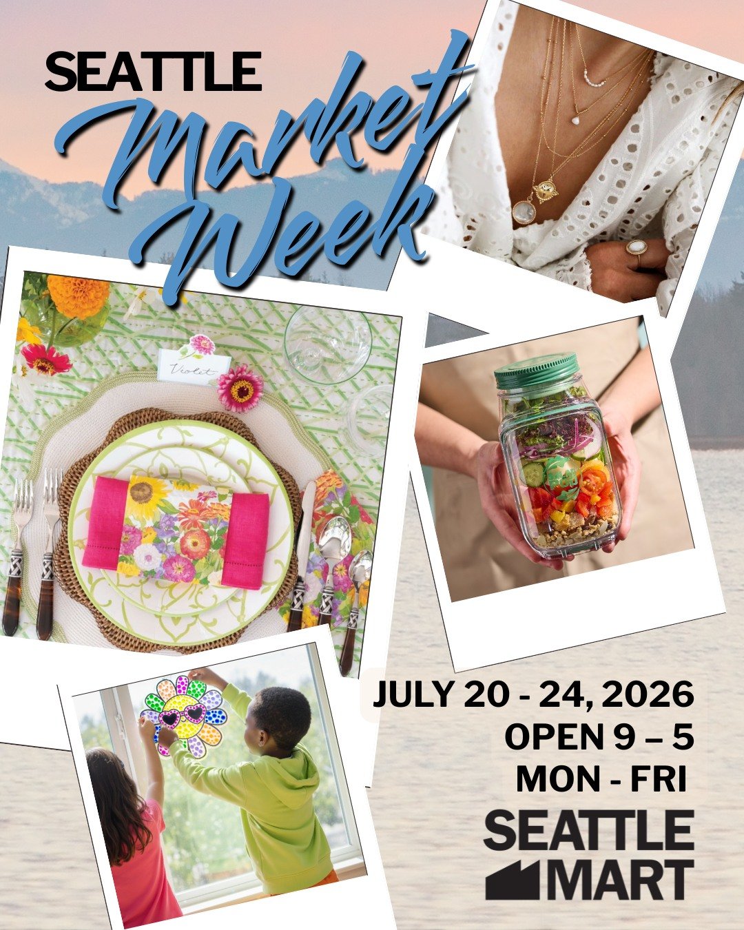 📣 Save the Date!
Seattle Market Week is coming July 20 - 24, 2026!
Five full days of buying, browsing, and kicking off the new year with inspiration.
🕘 9 AM&ndash;5 PM daily