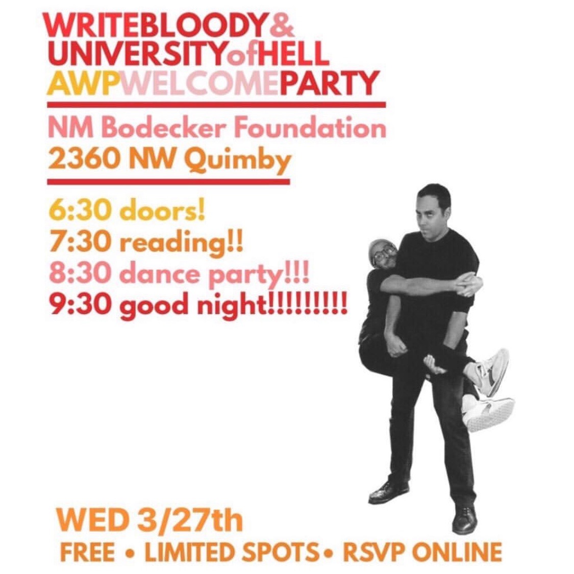 AWP Welcome Party: Write Bloody + University of Hell