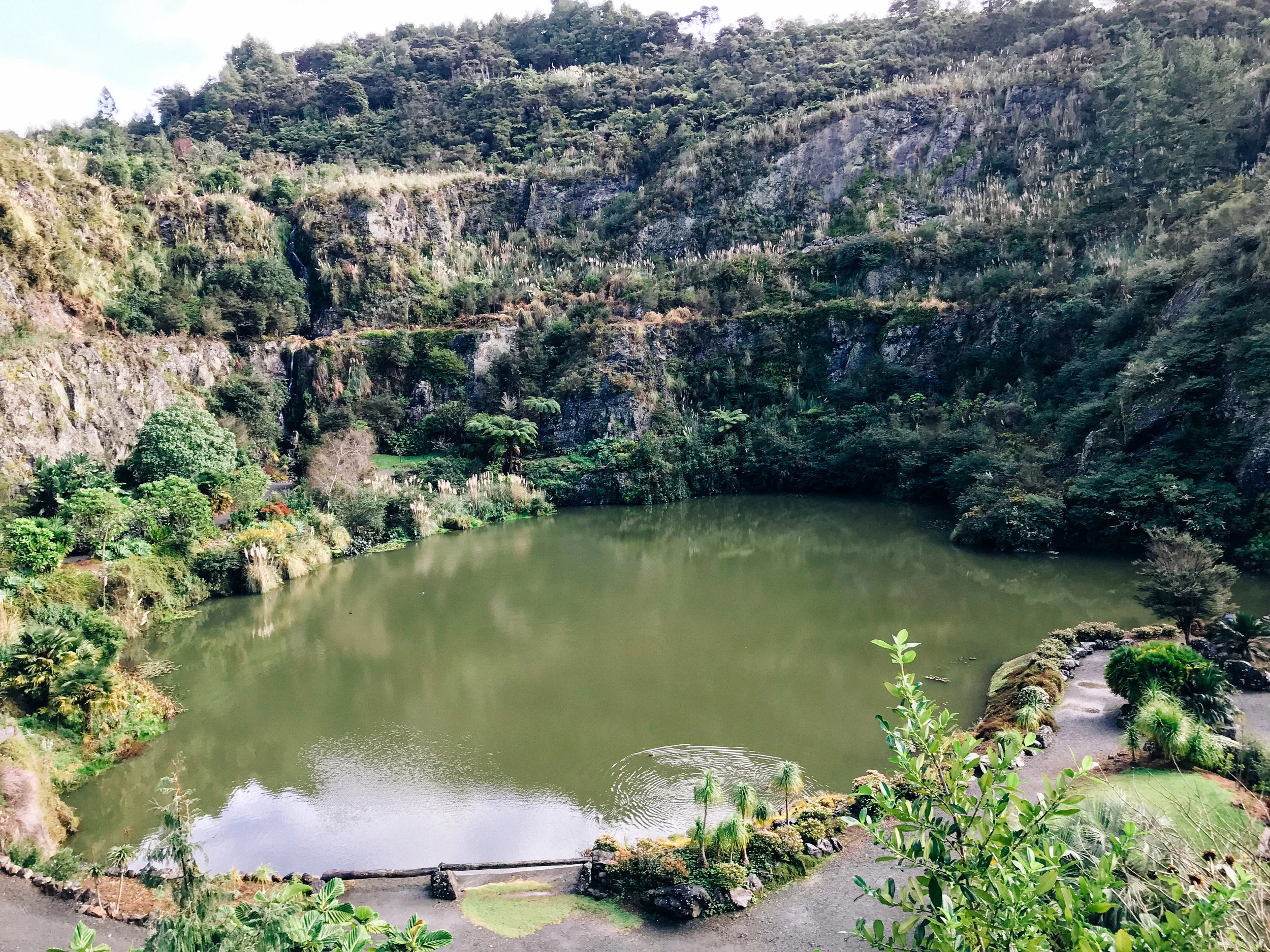 The lake where the quarry used to be. Now surrounds the beautiful garden area.