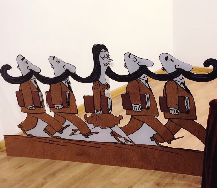 near the entrance, one of Doaa's well known cartoons