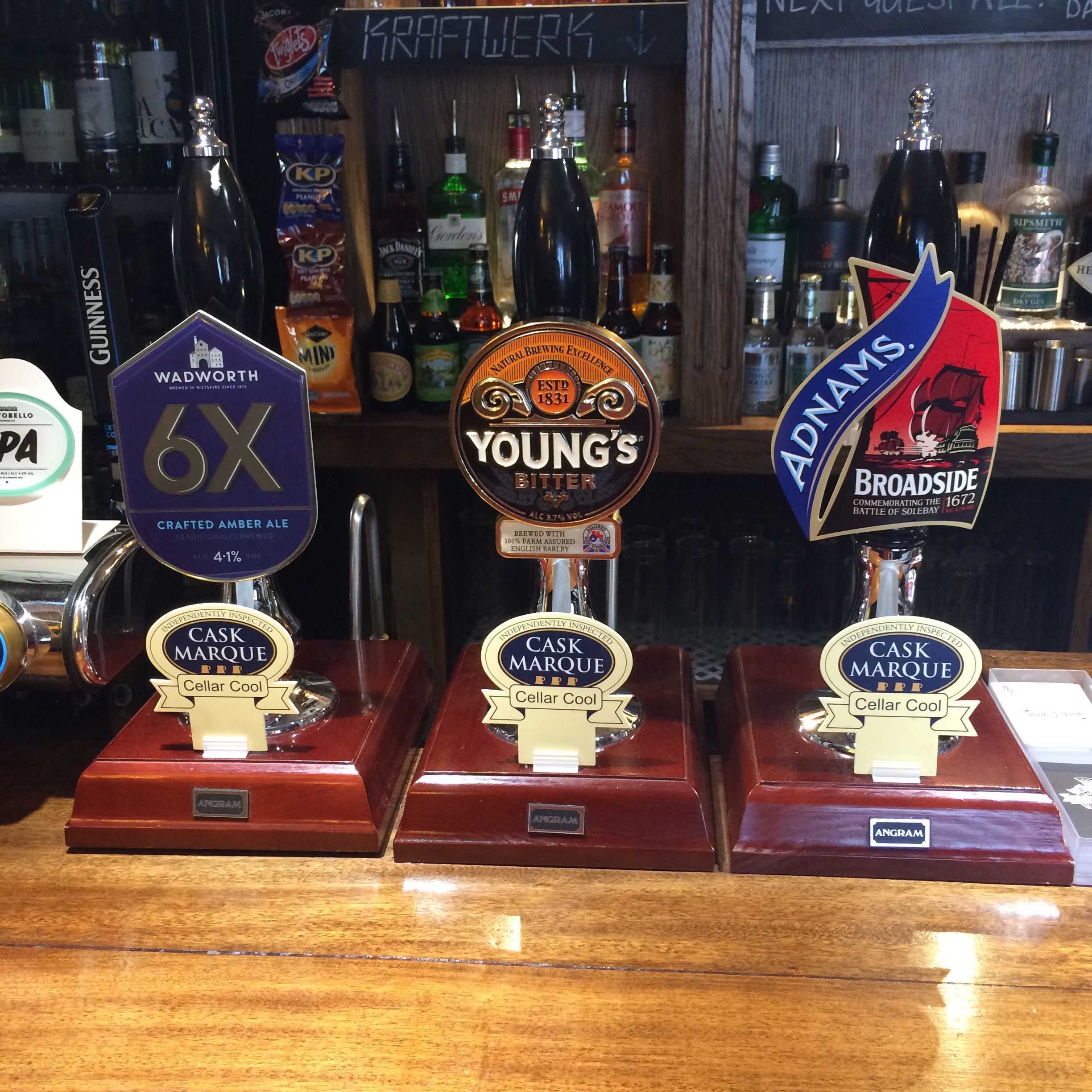 Our ever present house ale is Young's Bitter, with two complimentary guest ales