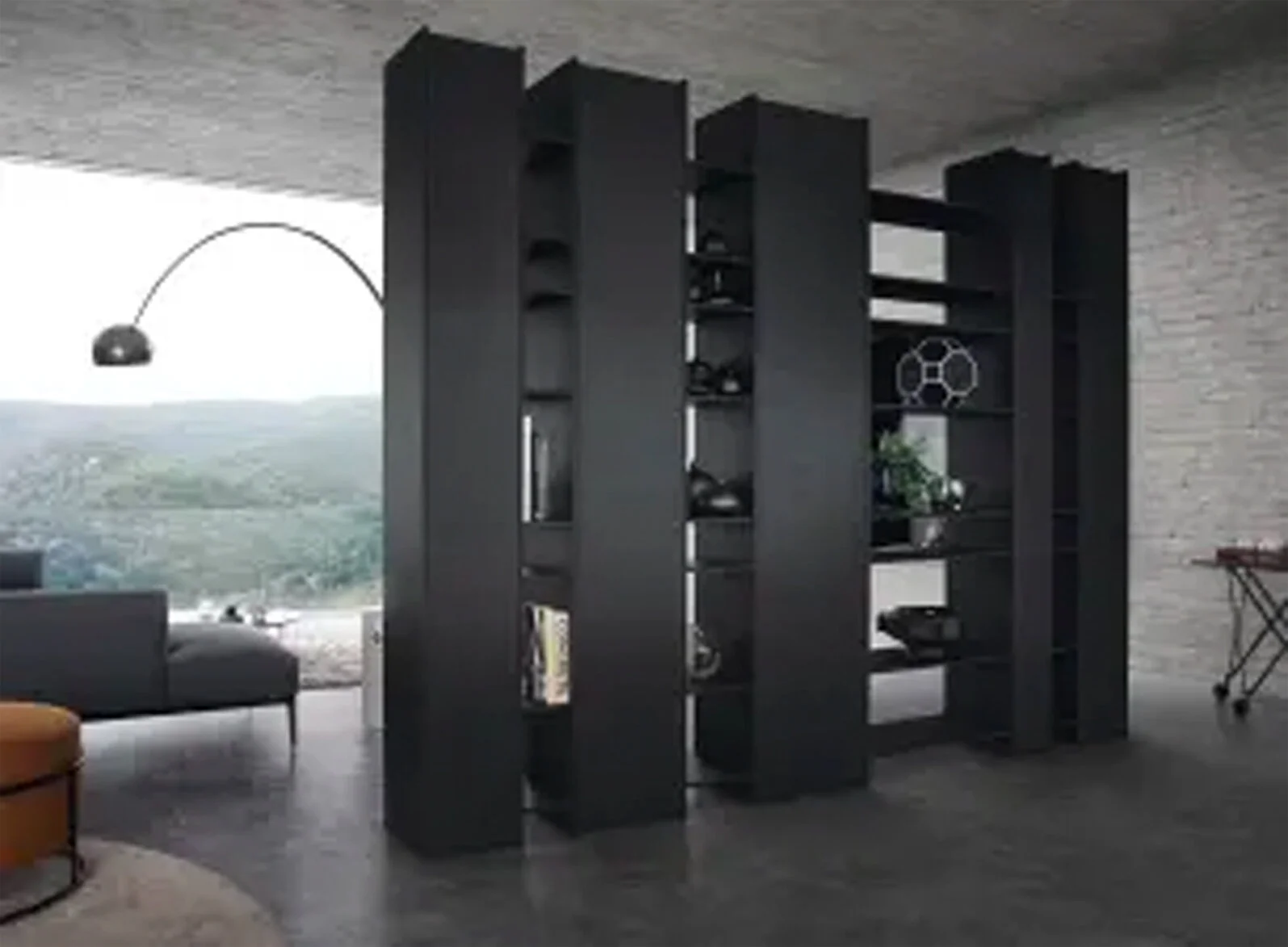 ROOM DIVIDER Free standing and usable from both sides, this element divides the room while still ensuring a flowing transition to other rooms.
