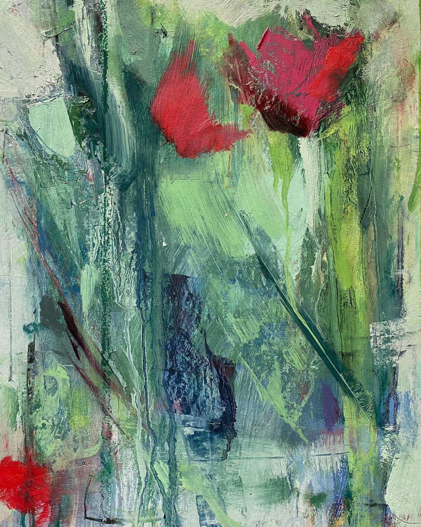 This Garden inspired painting is on show @longandryle for another 4 days in my exhibition #closetohome  #scarletpoppies #julygreens #herbaceousborders #katecorbettwinderart  #longandryle