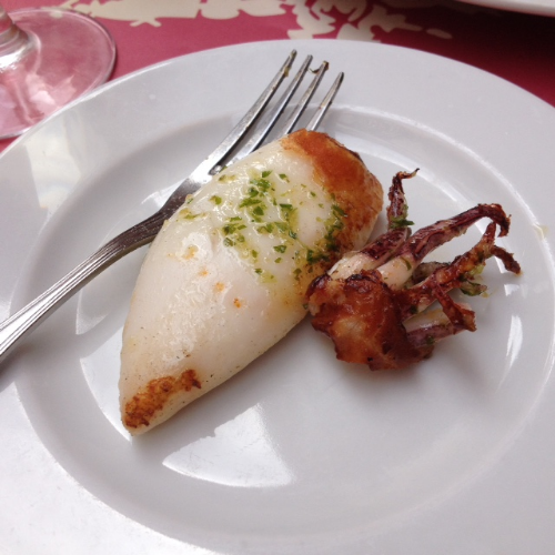 Baked baby squid