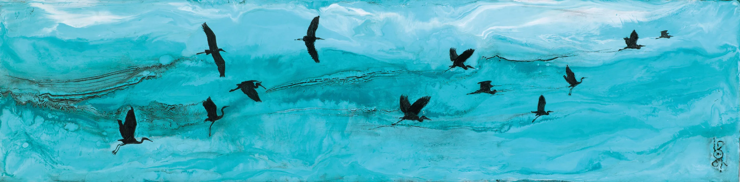 Heron Migration 6" x 24" $400