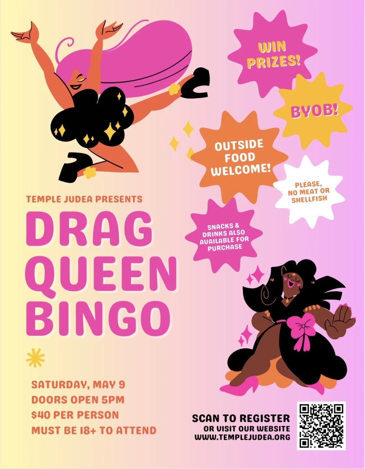 Temple Judea of Bucks County Presents Drag Bingo