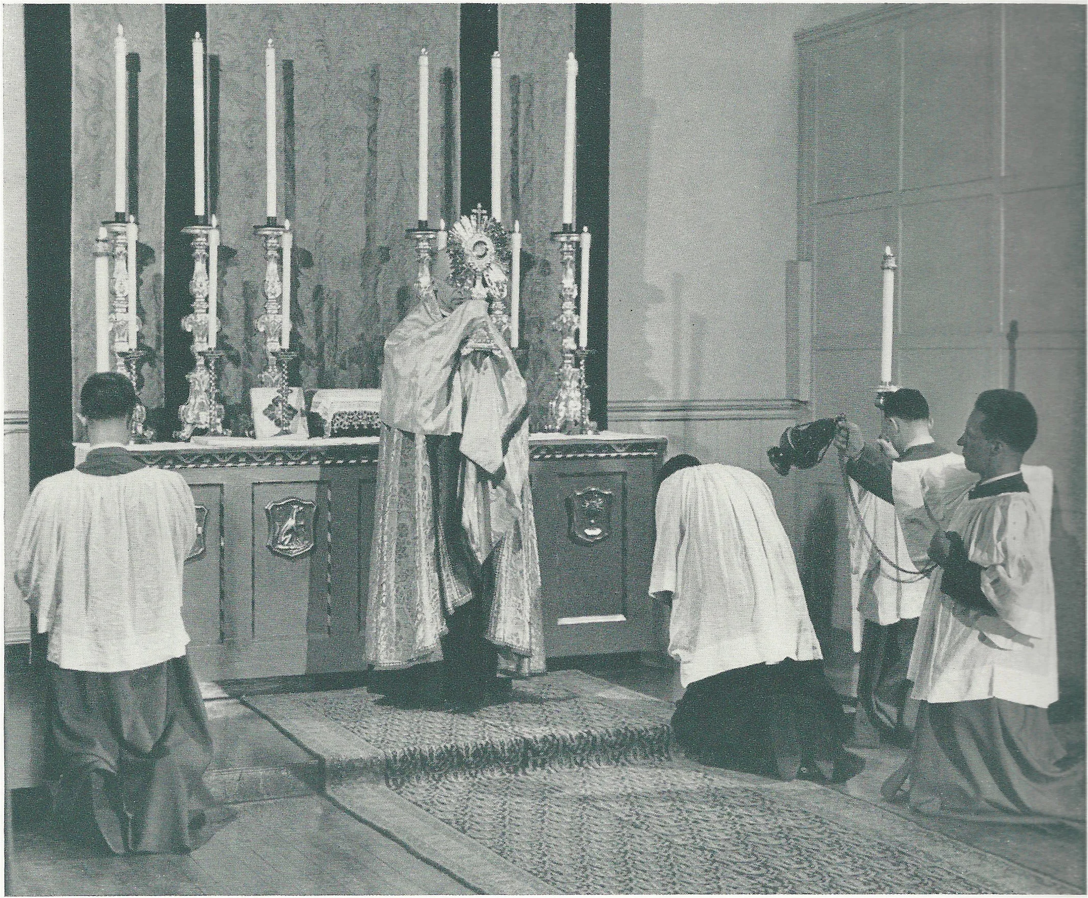Benediction of the Blessed Sacrament in Saint Joseph's Chapel in the 1940s.