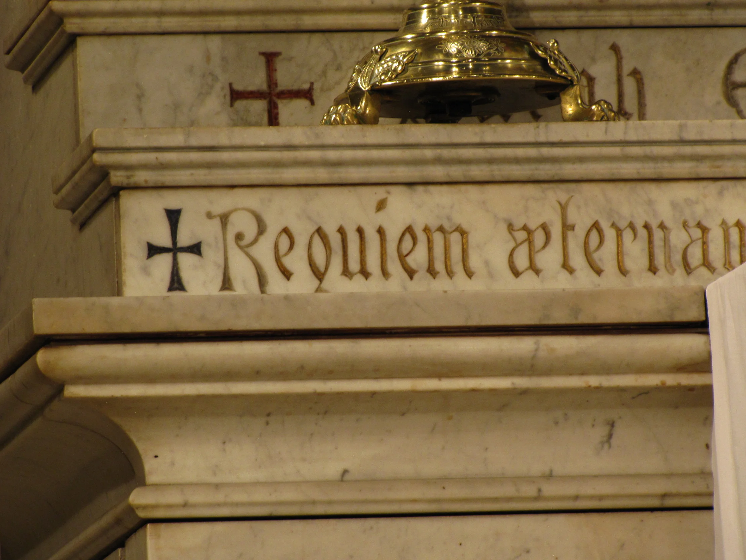 Memorial inscription on the High Altar at Saint Mary's