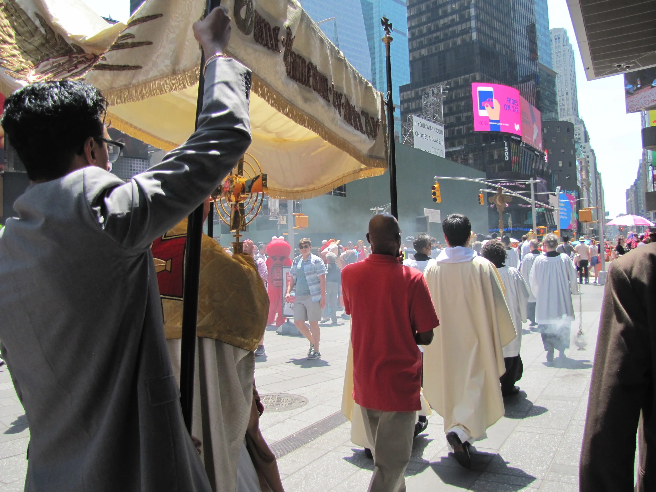 The Corpus Christi processional through Times Square