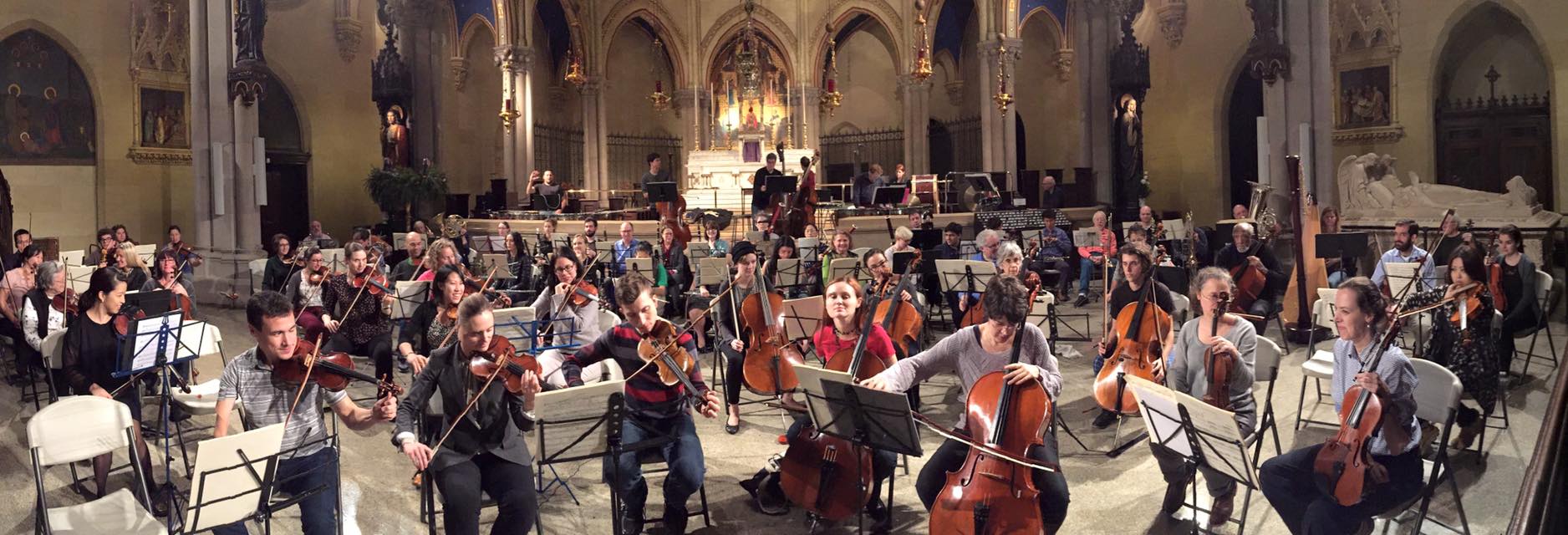 The New York Repertory Orchestra rehearsing at Saint Mary's - Photo by David Leibowitz