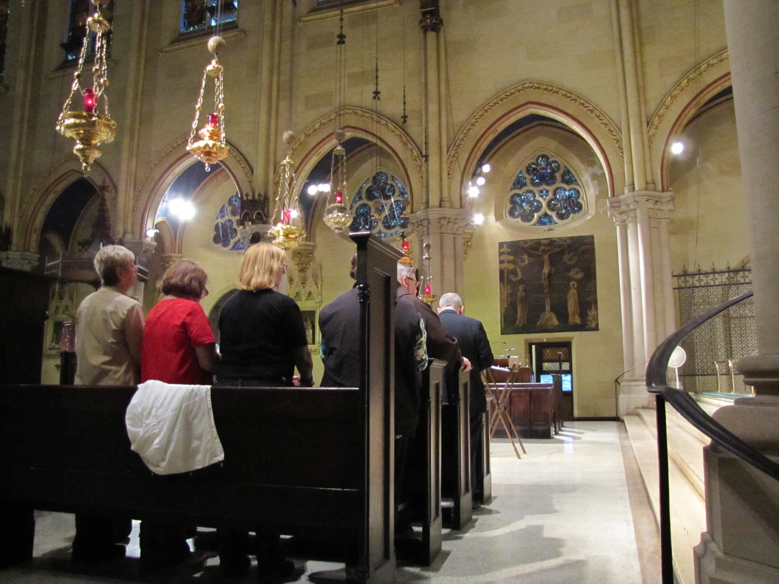 Worshipers in the chancel