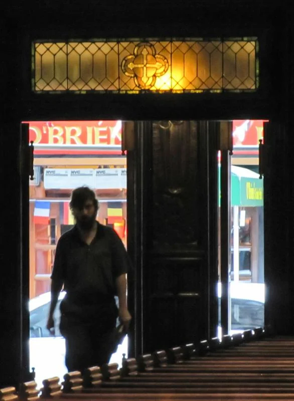 Parishioner Jay Kennedy arrives for Matins on Sunday morning