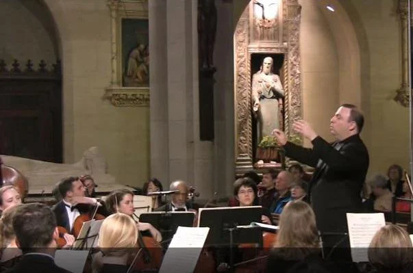 David Leibowitz conducting the New York Repertory Orchestra at Saint Mary's