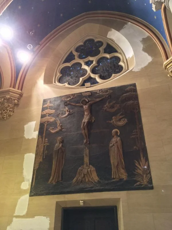 As promised, the unneeded gifts given at Easter 2015 for the conservation of the Sacred Heart shrine are now being used for another repair in the church.