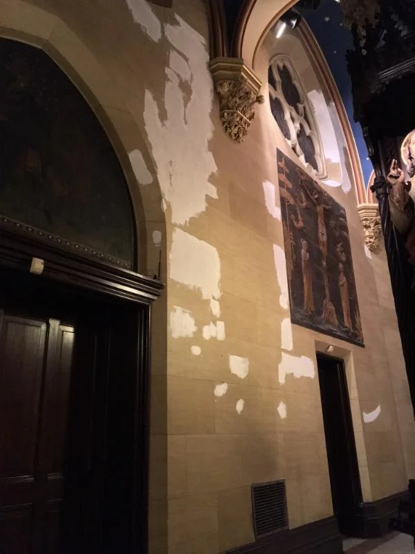 The source of the damage, a leaking gutter, was replaced in April 2015.