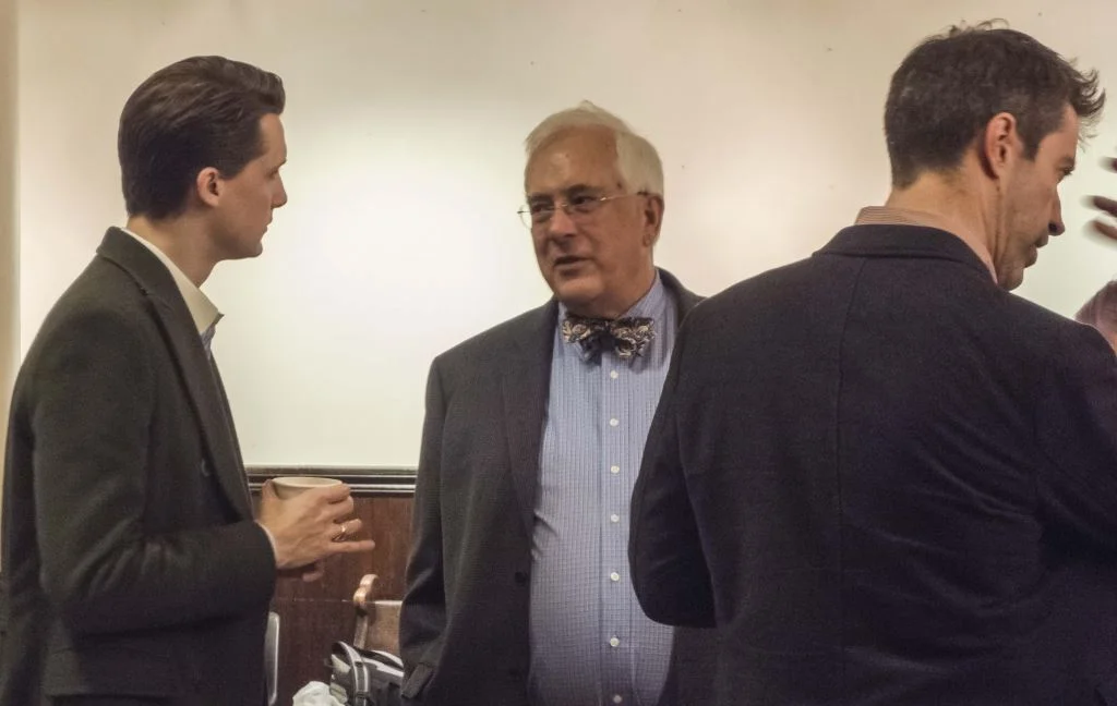 Adam Morrow, Father Pete Powell, and Mark Risinger after Solemn Mass