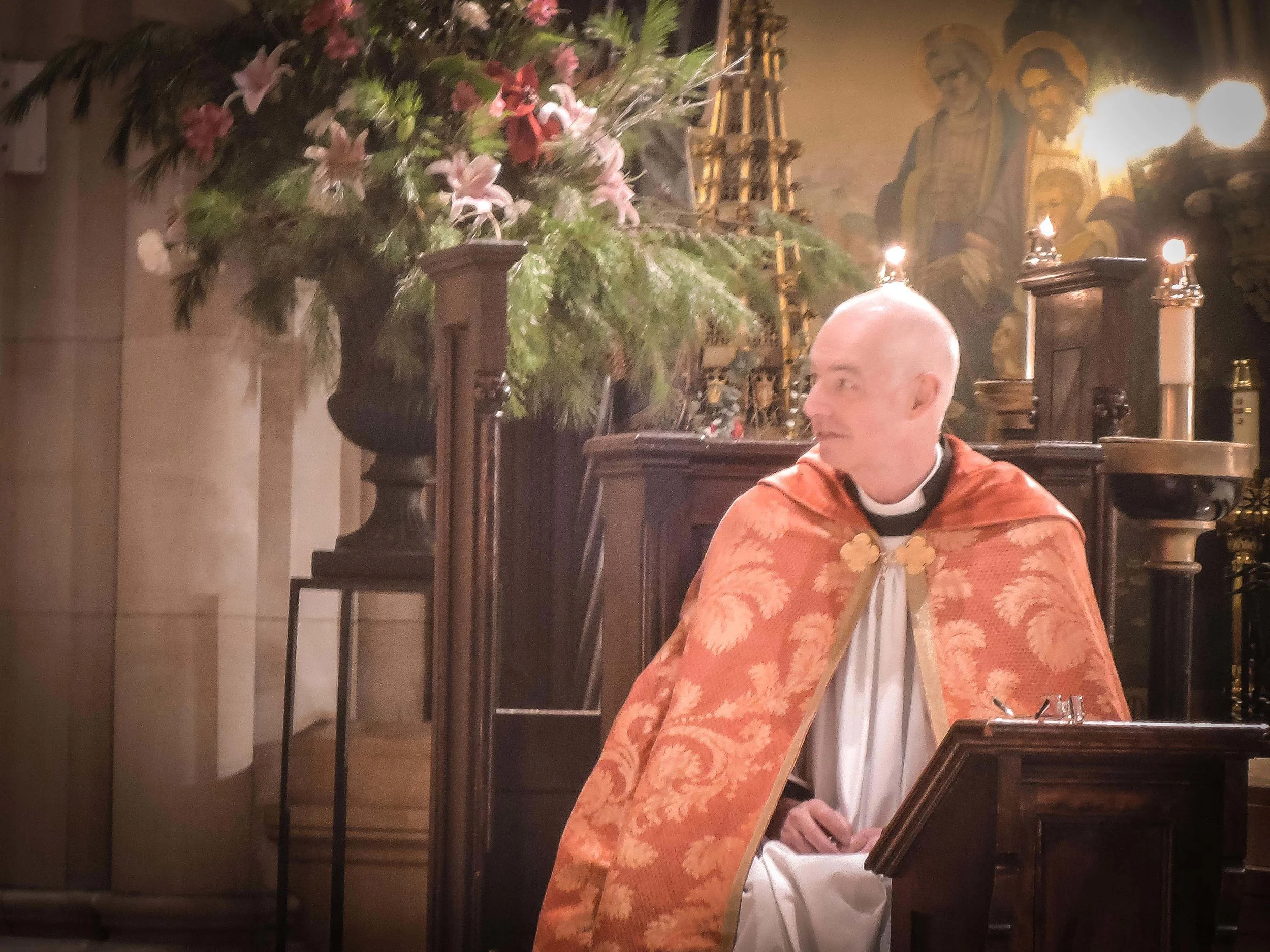The Rector in choir on Christmas Day