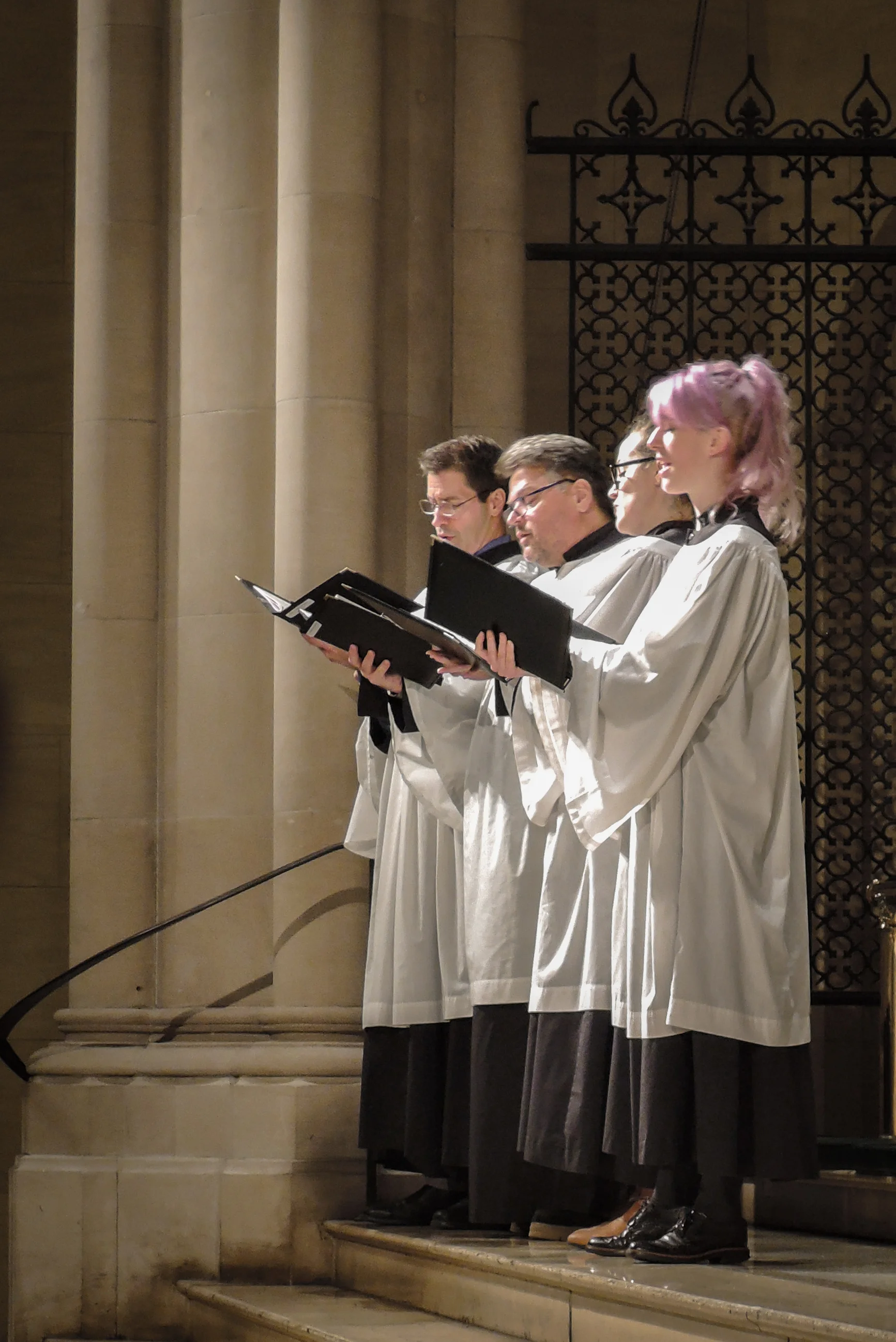 At Solemn Evensong on Candlemas Eve, a quartet sang the canticles and a motet . 