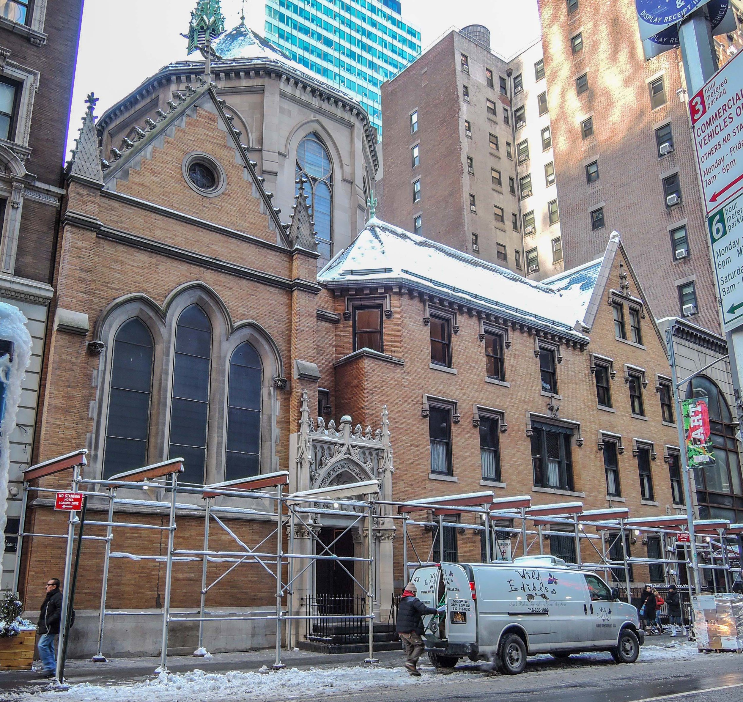 A snowstorm on Thursday, February 9, has postponed the removal of the last of the scaffolding on West 47th Street until next week. 